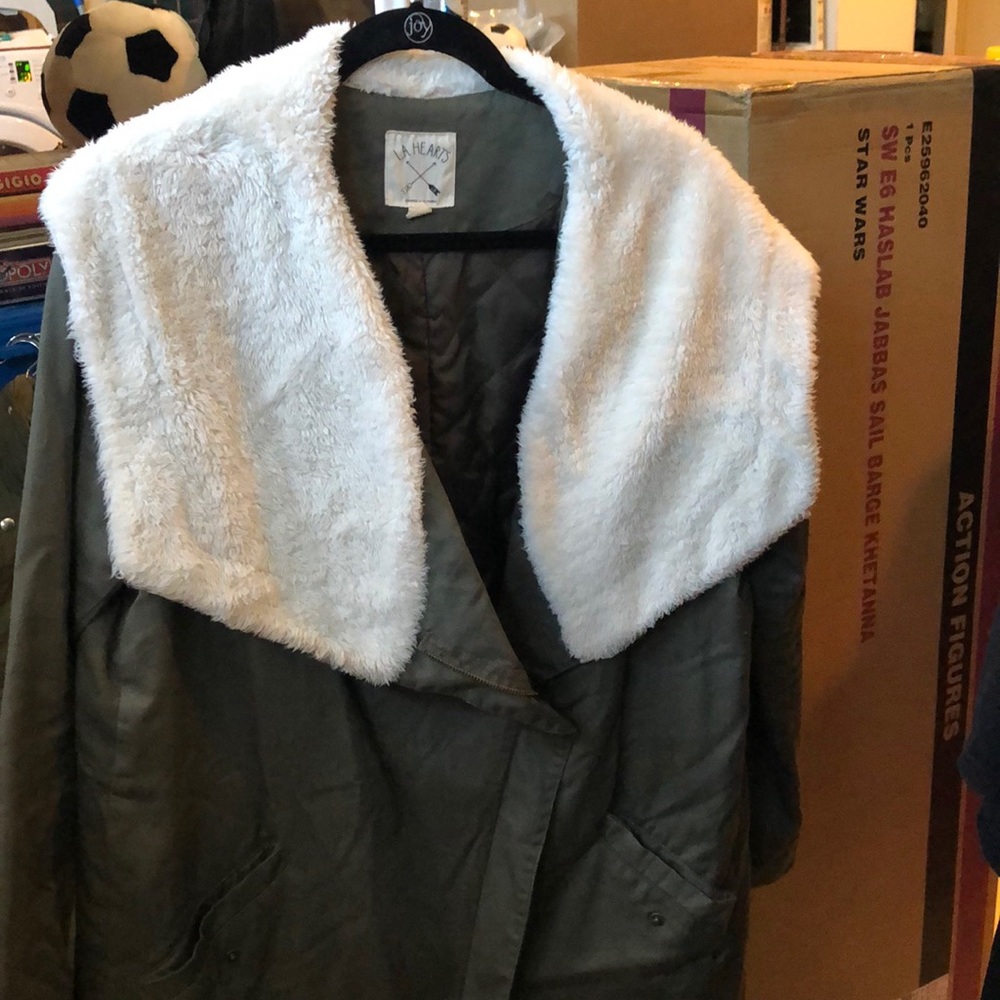 LA Hearts Utility Jacket with Fur Collar